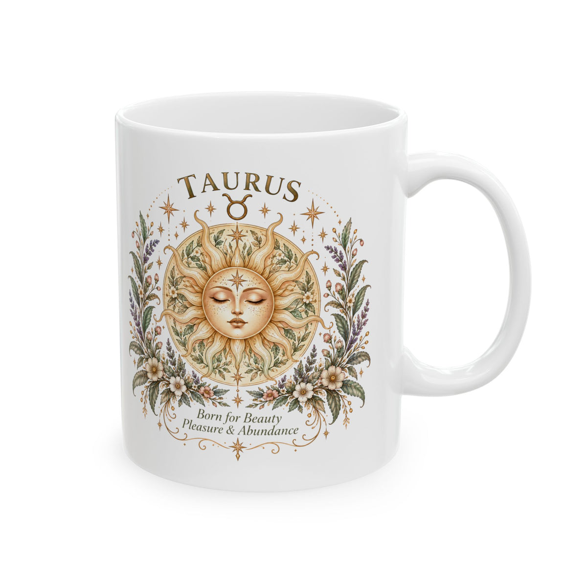Boho Celestial Taurus Zodiac Mug Sun Floral Astrology Coffee Mug