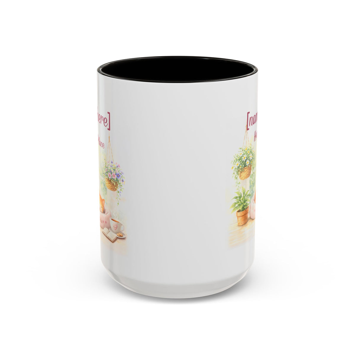 Personalized Name Cat Mug - Custom "Happy Place" Ceramic Mug for Cat Lovers