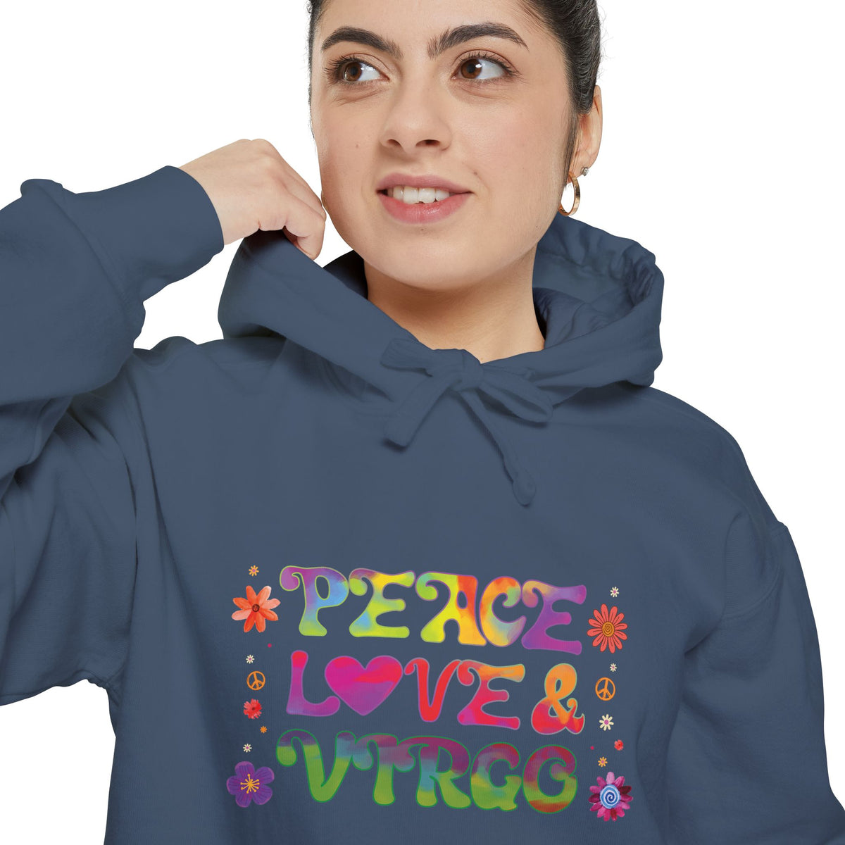 Peace Love & Virgo Unisex Hoodie – Groovy Retro Comfort Colors Midweight Hoodie