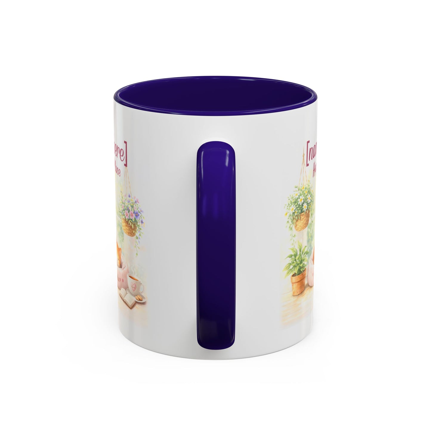 Personalized Name Cat Mug - Custom "Happy Place" Ceramic Mug for Cat Lovers