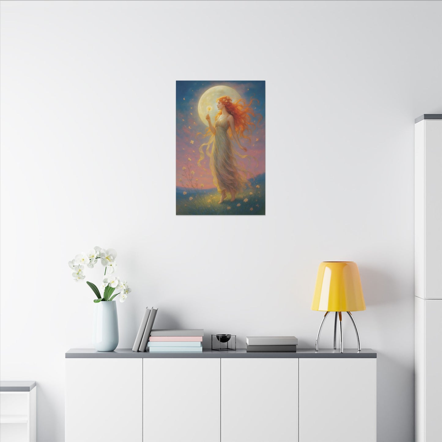 Moonlight Wishes – Luminous Goddess Wall Art (Art Nouveau Inspired)