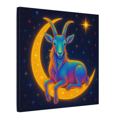 Rainbow Goat on the Moon – Capricorn Celestial Wall Art