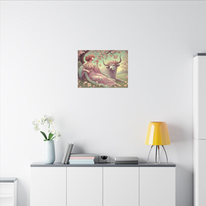 Secret Meadow: Bull and Bloom | Taurus Goddess Art Nouveau Zodiac Wall Art