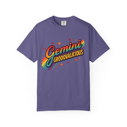 Gemini Groovalicious - Retro Disco Rainbow Zodiac Tee - Enchanted Sky