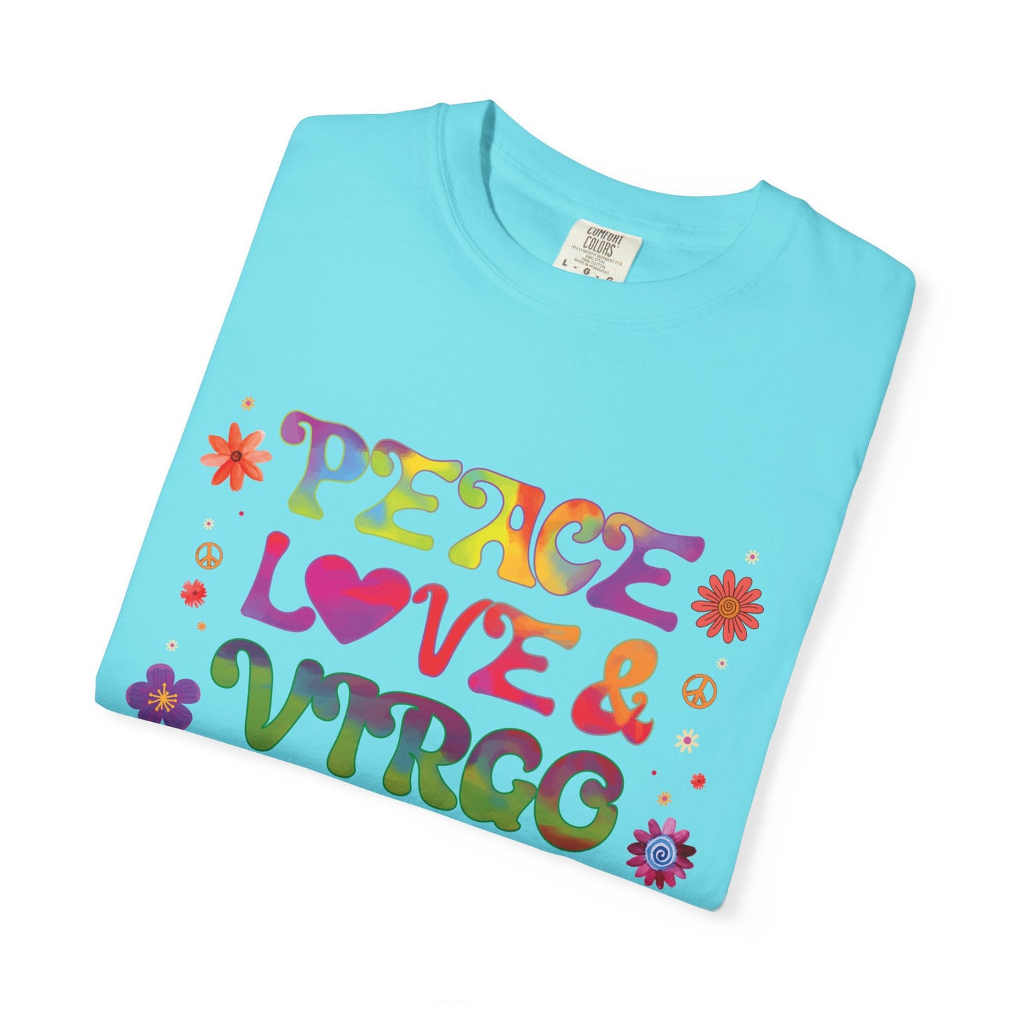 Peace Love & Virgo – Retro Hippie Zodiac Tee