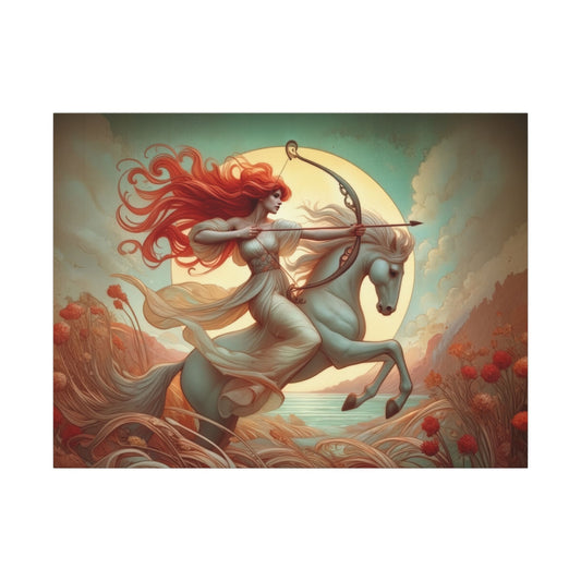 Firehorse Archer - Sagittarius Goddess | Art Nouveau Canvas Wall Art