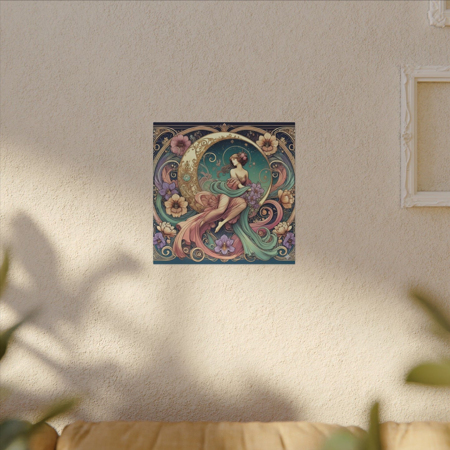 Floral Moon Muse – Art Nouveau Goddess Wall Art