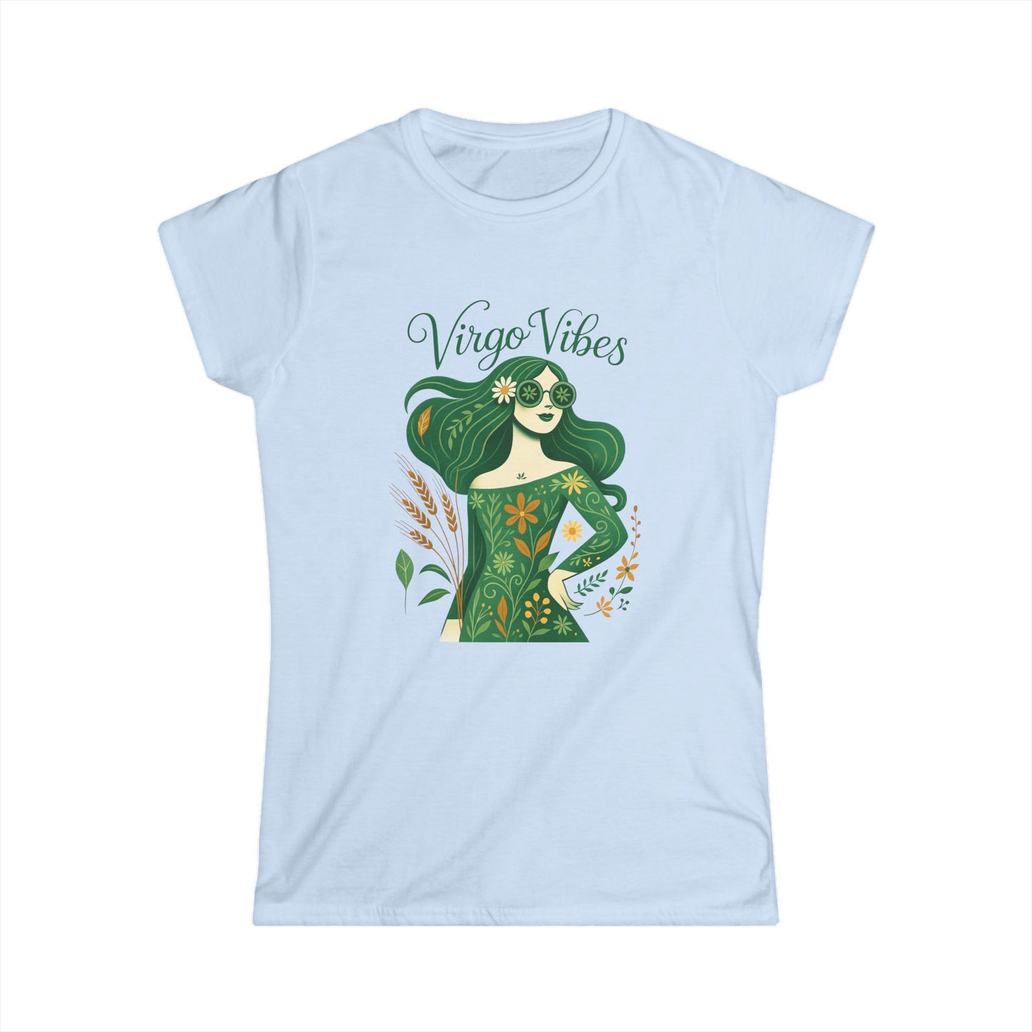 Virgo Vibes Women’s Softstyle Tee – Empowering Botanical Colorful Shirt