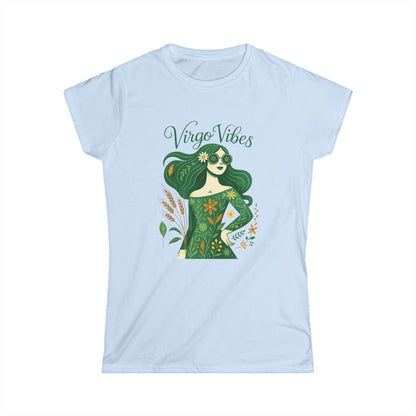 Virgo Vibes Women’s Softstyle Tee – Empowering Botanical Colorful Shirt