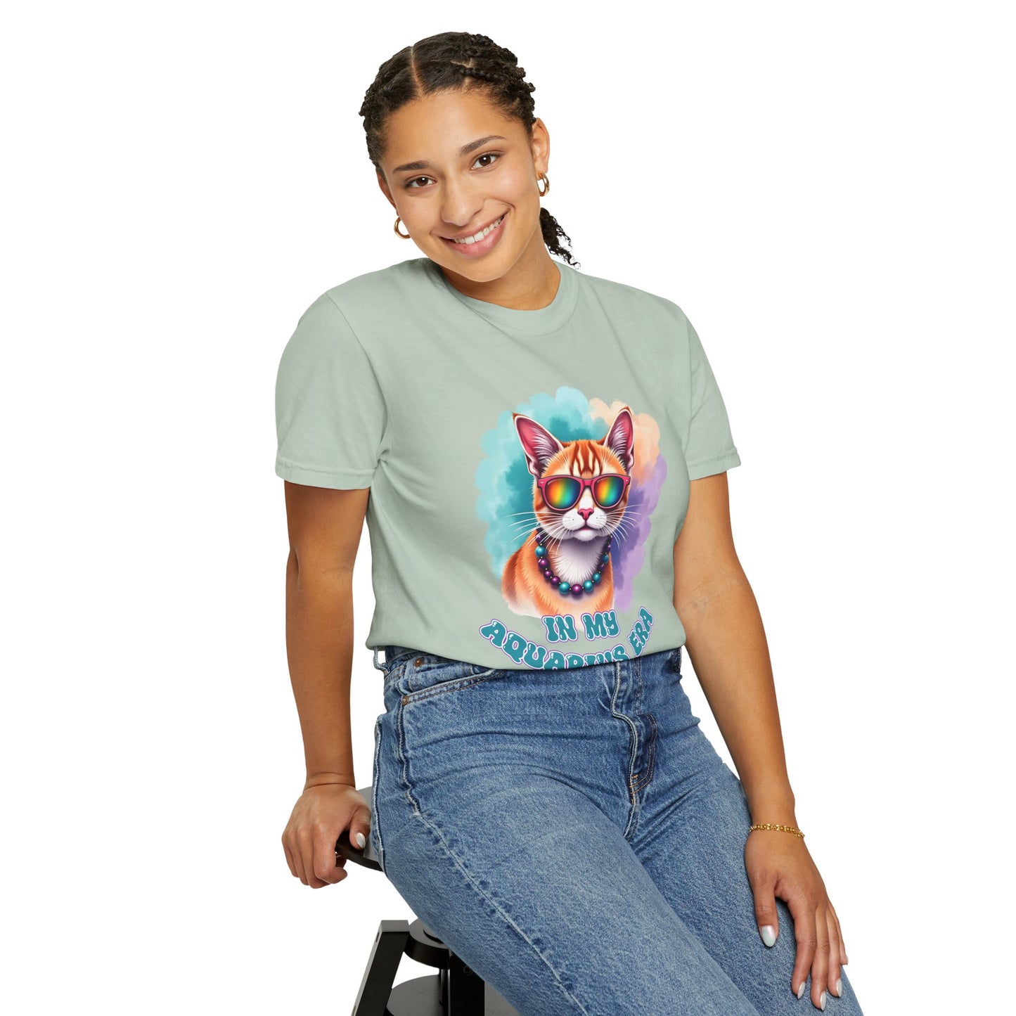 In My Aquarius Era – Rainbow Cat Vibes Tee