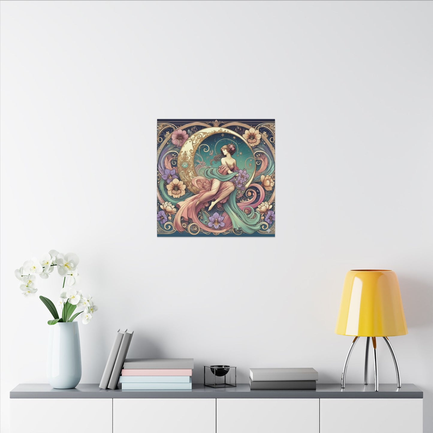 Floral Moon Muse – Art Nouveau Goddess Wall Art