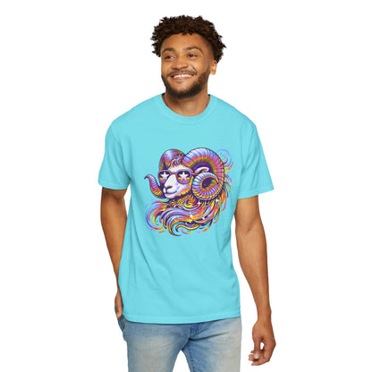 Psychedelic Aries Ram Tee – Retro Multicolor Zodiac Shirt