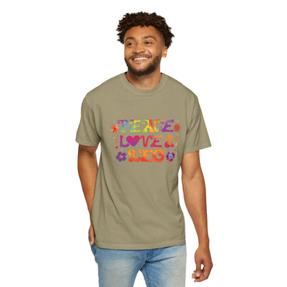 Peace Love & Leo -  Retro Groovy Astrology Tee
