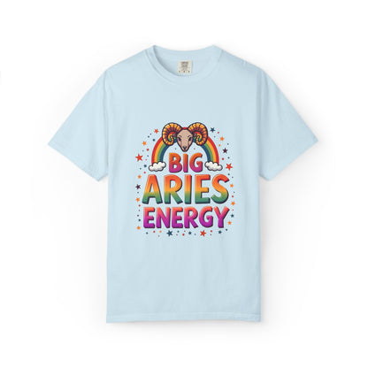 Big Aries Energy T-Shirt | Astrology Zodiac Tee | Comfort Colors Aries Shirt | Fire Sign Birthday Gift | Retro Horoscope Graphic Tee for Aries Lovers