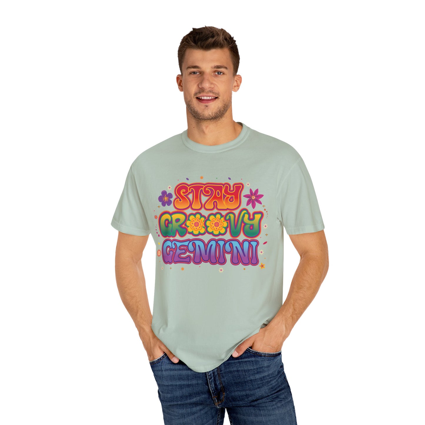 Stay Groovy Gemini – Flower Power Retro Zodiac Tee