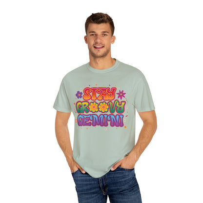 Stay Groovy Gemini – Flower Power Retro Zodiac Tee