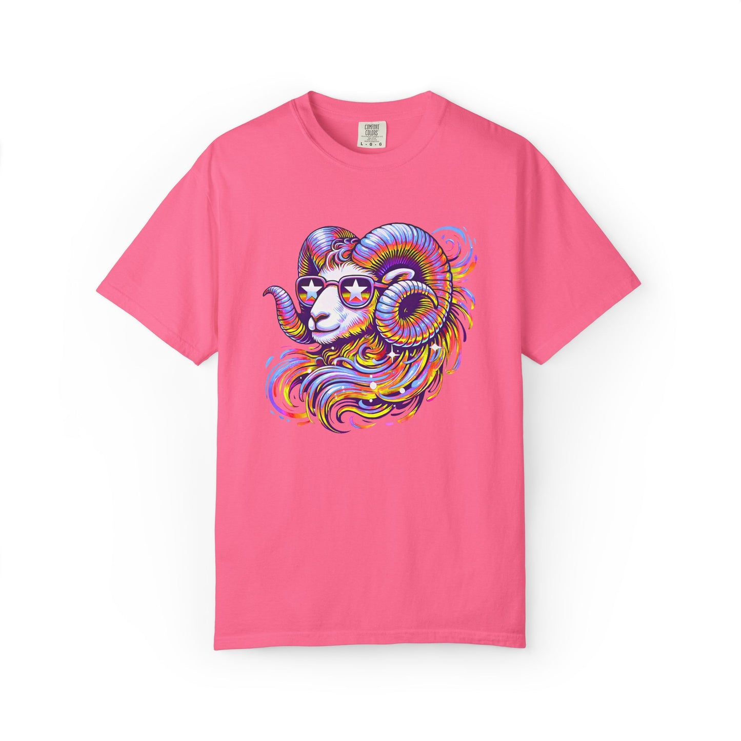 Psychedelic Aries Ram Tee – Retro Multicolor Zodiac Shirt