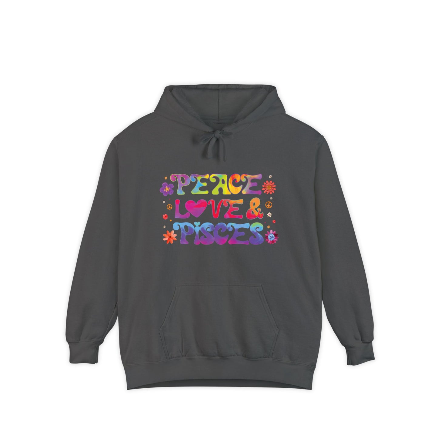 Peace Love & Pisces Unisex Hoodie – Groovy Retro Comfort Colors Midweight Hoodie
