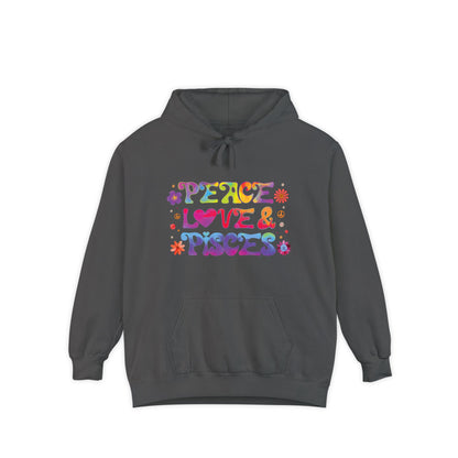 Peace Love & Pisces Unisex Hoodie – Groovy Retro Comfort Colors Midweight Hoodie
