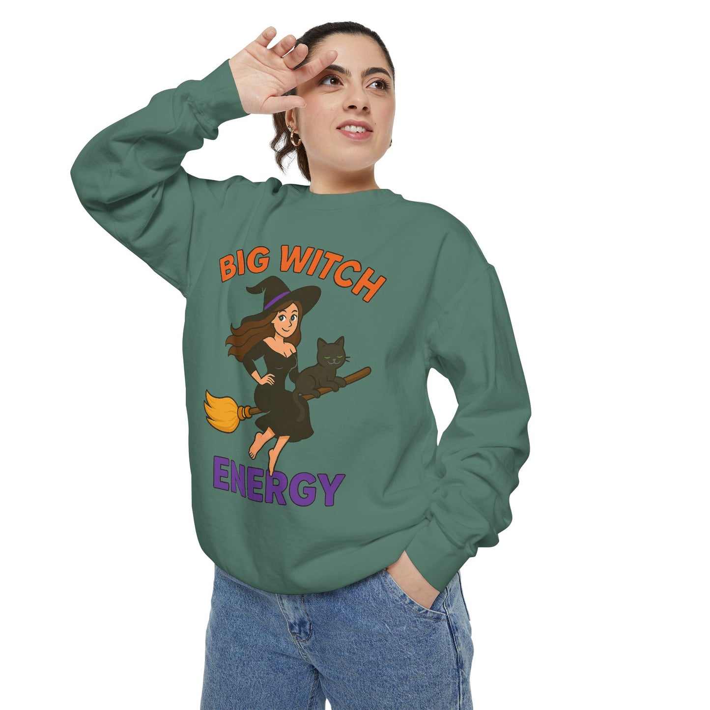 Big Witch Energy Sweatshirt – Funny Witch Cat Broom Pullover
