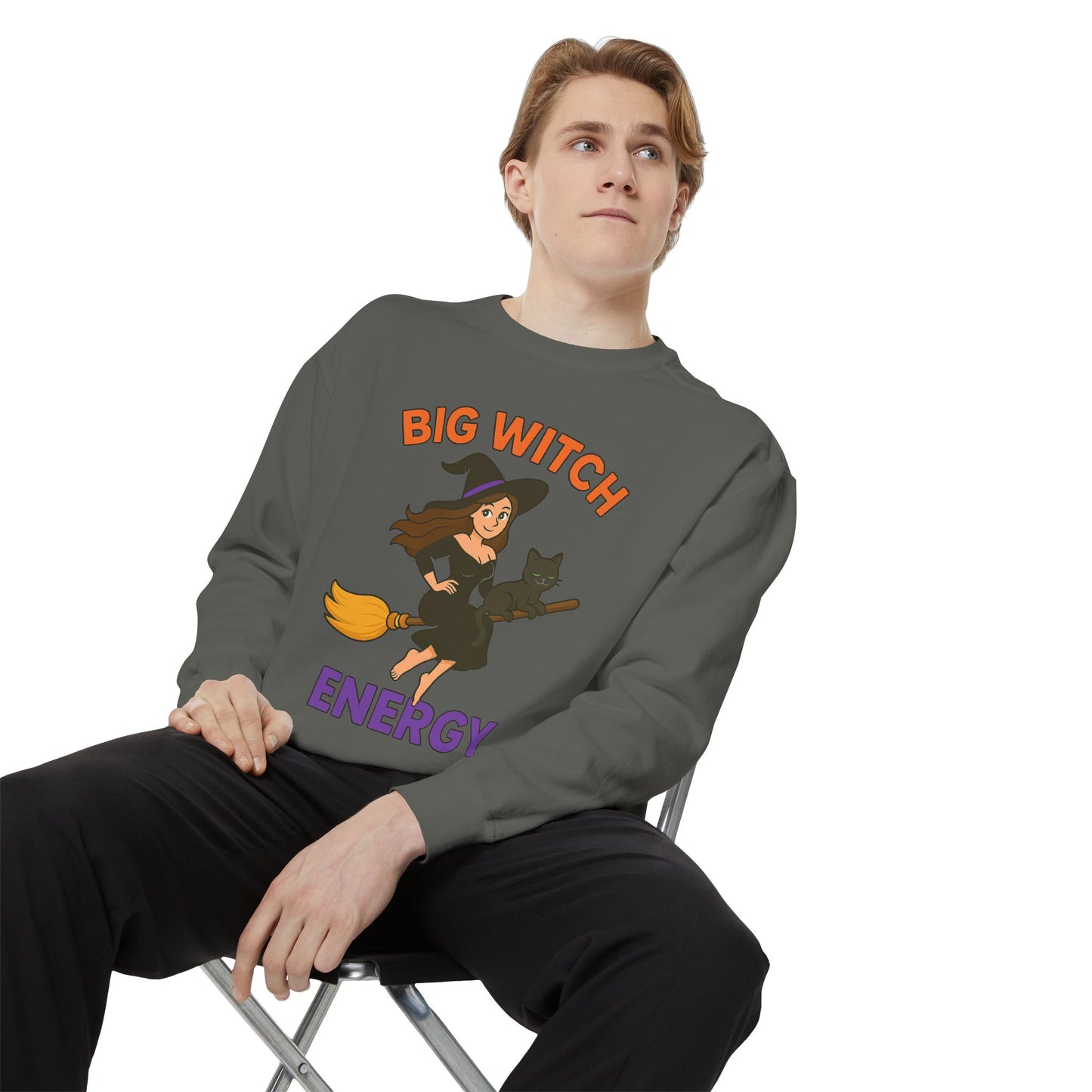 Big Witch Energy Sweatshirt – Funny Witch Cat Broom Pullover