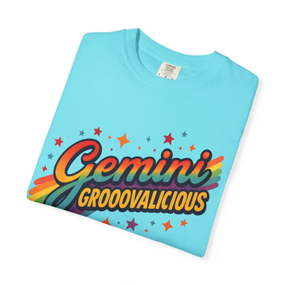 Gemini Groovalicious - Retro Disco Rainbow Zodiac Tee - Enchanted Sky