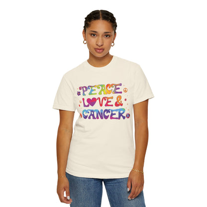 Peace Love & Cancer – Groovy Zodiac Retro Tee