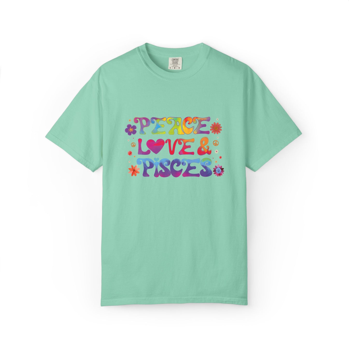 Peace Love & Pisces Tee – Retro Colorful Zodiac Shirt