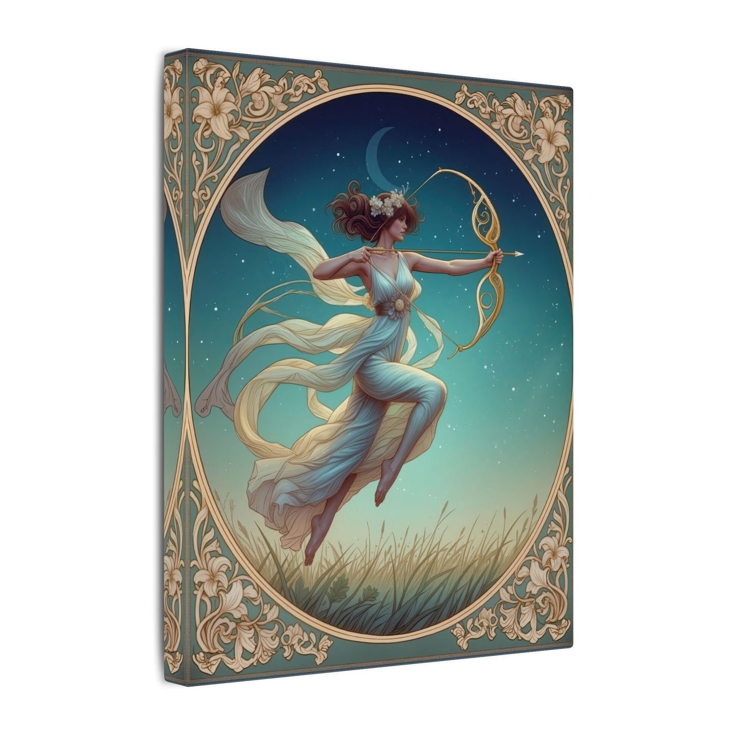 Artemis Under the Stars – Art Nouveau Goddess Wall Art