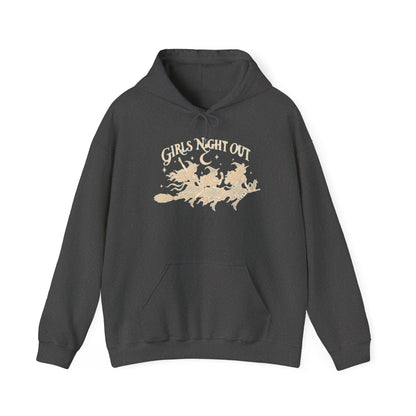 Girls Night Out Hoodie | Funny Witches on a Broom Graphic Halloween Pullover