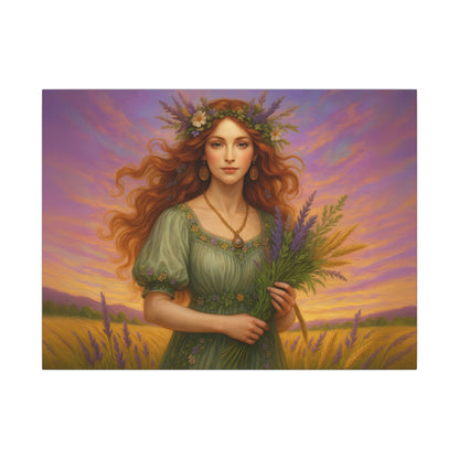 Virgo Zodiac Wall Art, Harvest Goddess Canvas Print, Astrology Home Decor, Virgo Gift for Her, Celestial Maiden Painting, Star Sign Wall Decor