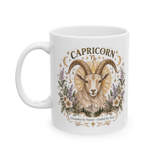 Capricorn Boho Celestial Floral Goat Mug