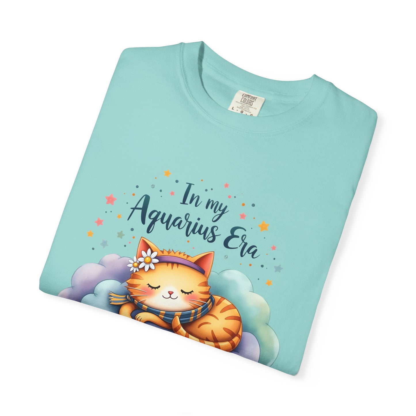 In My Aquarius Era Tee – Colorful Zodiac Cat Shirt