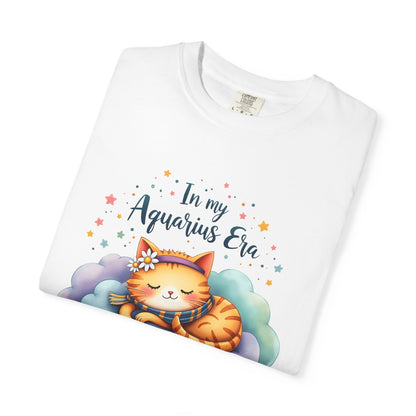 In My Aquarius Era Tee – Colorful Zodiac Cat Shirt