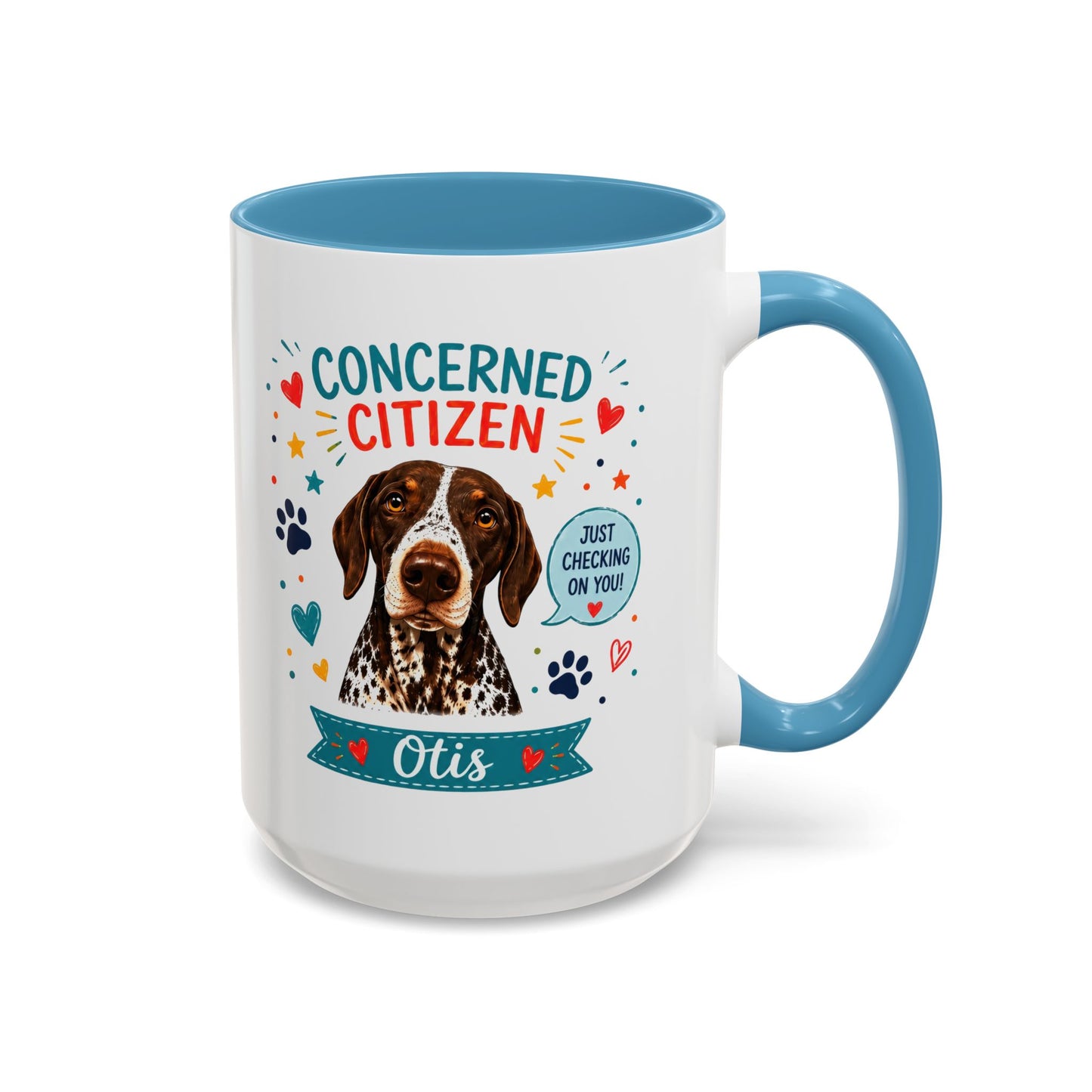 Personalized Dog Mug "Concerned Citizen" | Custom Pet Color Accent Mug with Dog Photo & Name | Funny Dog Lover Gift