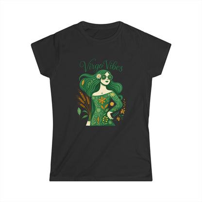 Virgo Vibes Women’s Softstyle Tee – Empowering Botanical Colorful Shirt