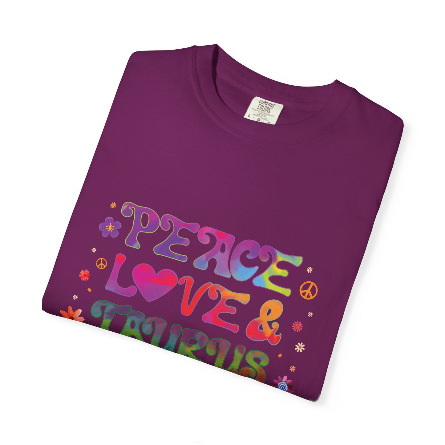 Peace Love & Taurus – Earthy Retro Zodiac Tee