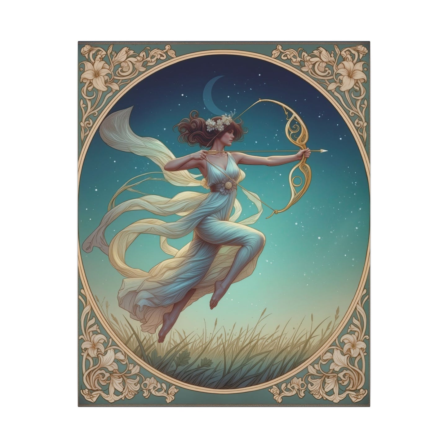 Artemis Under the Stars – Art Nouveau Goddess Wall Art
