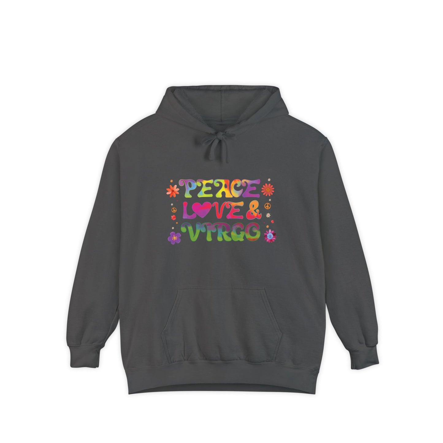 Peace Love & Virgo Unisex Hoodie – Groovy Retro Comfort Colors Midweight Hoodie