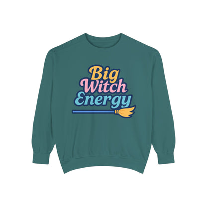 Big Witch Energy Sweatshirt – Colorful Pastel Broom Pullover