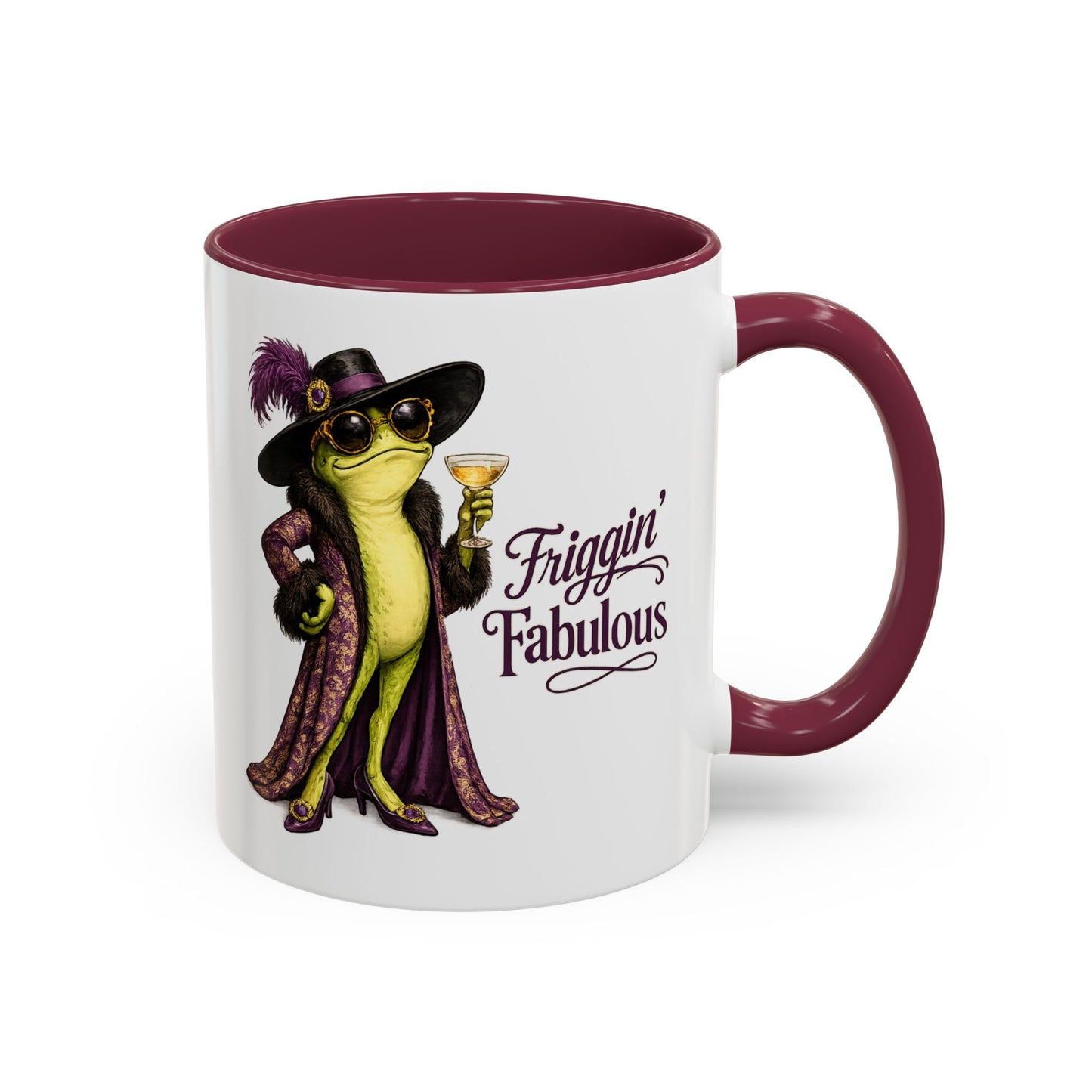 Friggin' Fabulous Frog Mug | Cute Frog Coffee Mug for Women | Funny Glam Frog Gift | Colored Mug