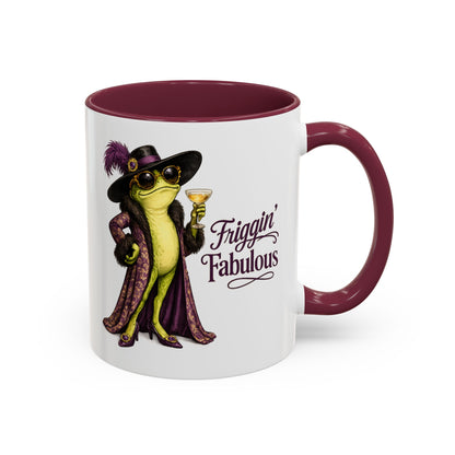 Friggin' Fabulous Frog Mug | Cute Frog Coffee Mug for Women | Funny Glam Frog Gift | Colored Mug