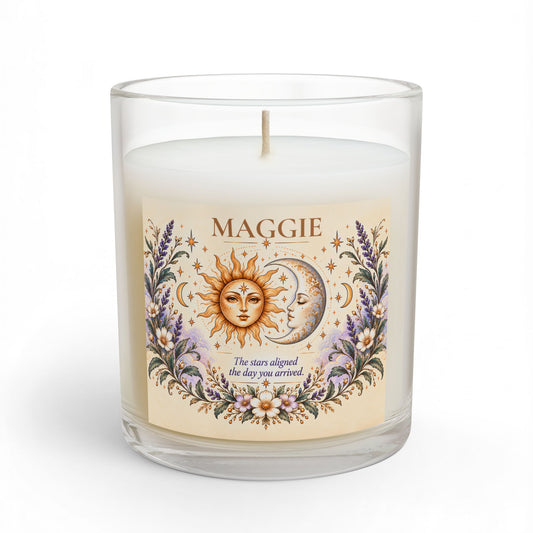Customized Name Boho Celestial Sun Moon Candle