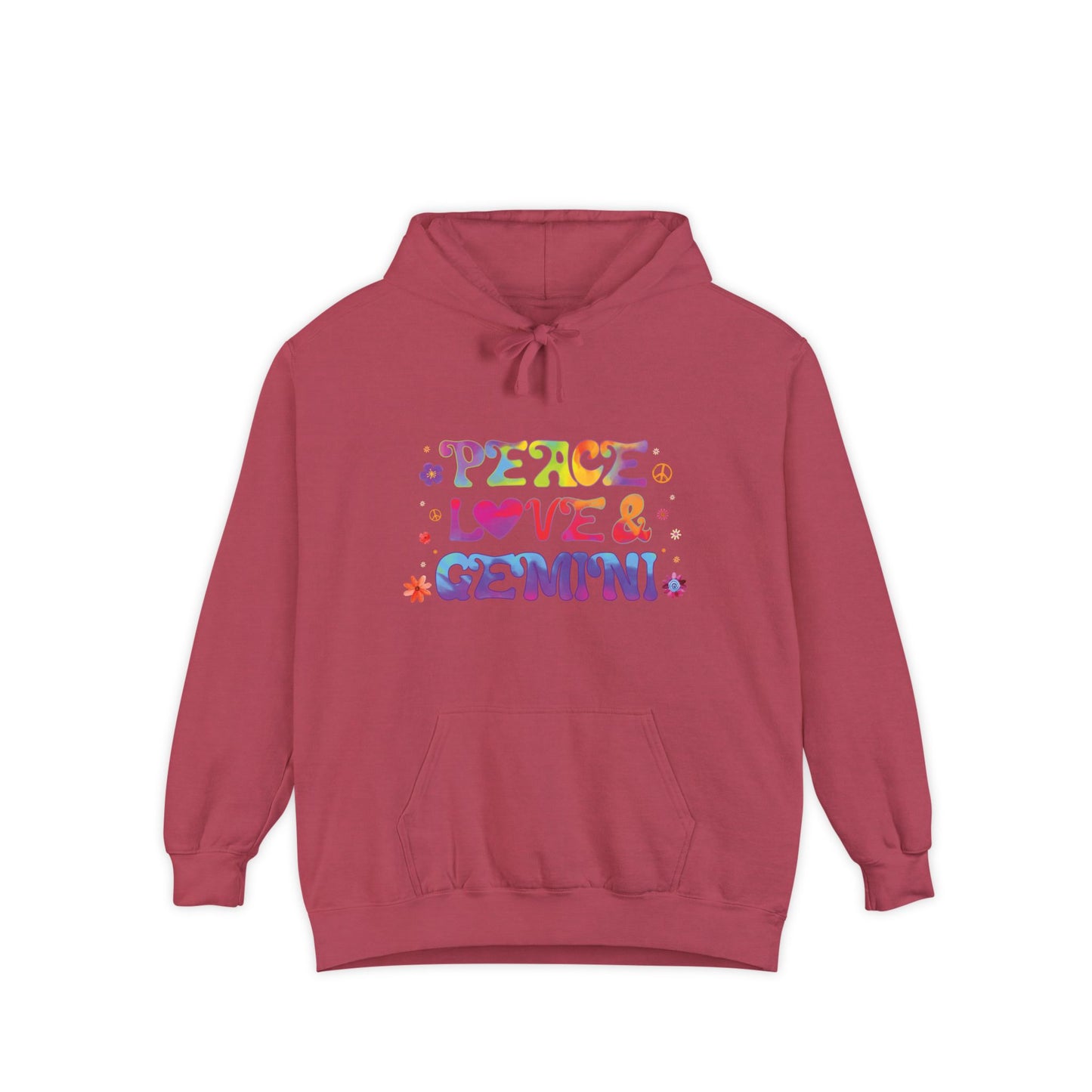 Peace Love & Gemini Unisex Hoodie – Groovy Retro Comfort Colors Midweight Hoodie