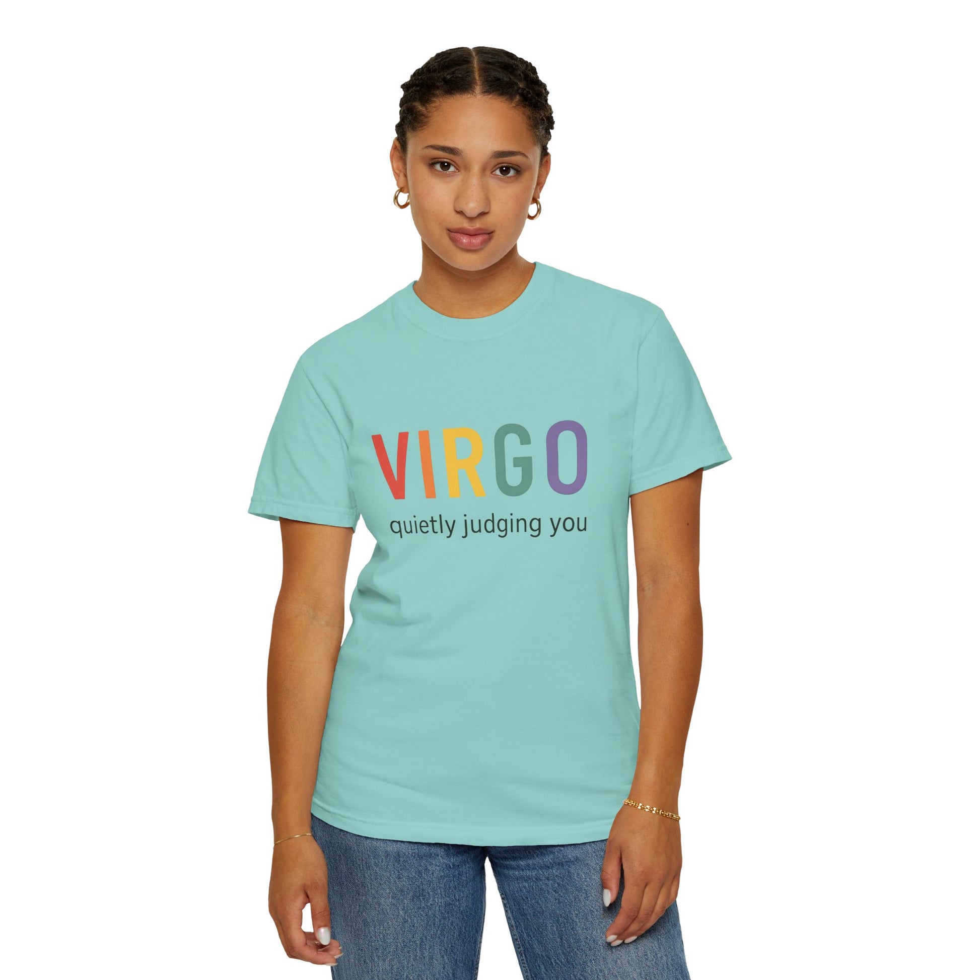 VIRGO quietly judging you – Rainbow Zodiac Tee