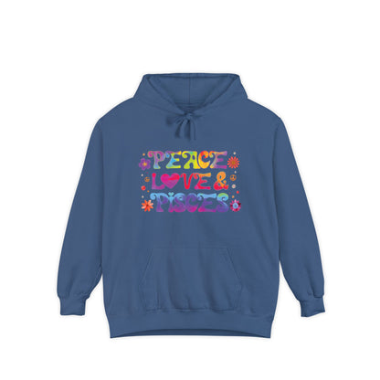 Peace Love & Pisces Unisex Hoodie – Groovy Retro Comfort Colors Midweight Hoodie