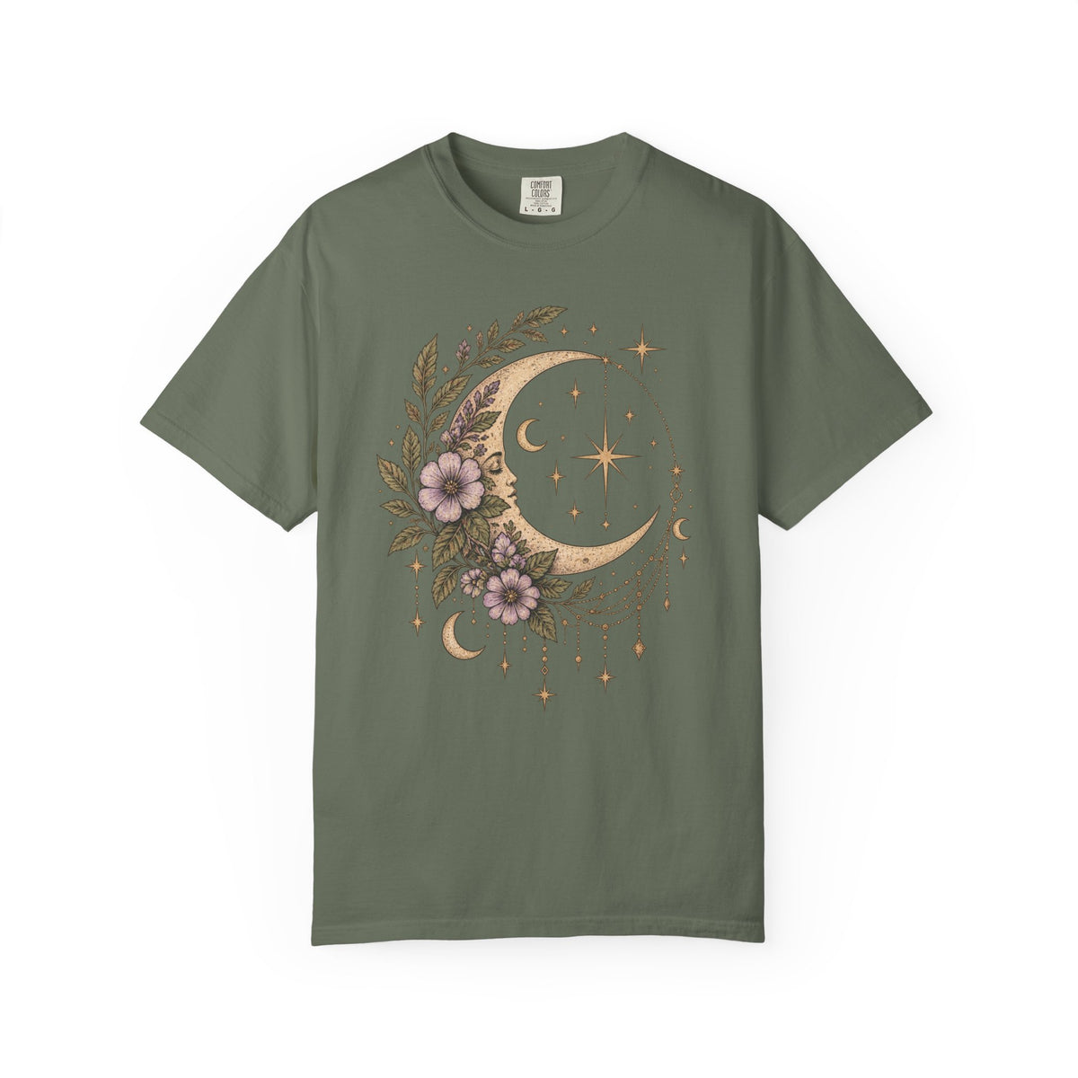 Vintage Night Sky Floral Crescent Moon Unisex T-Shirt