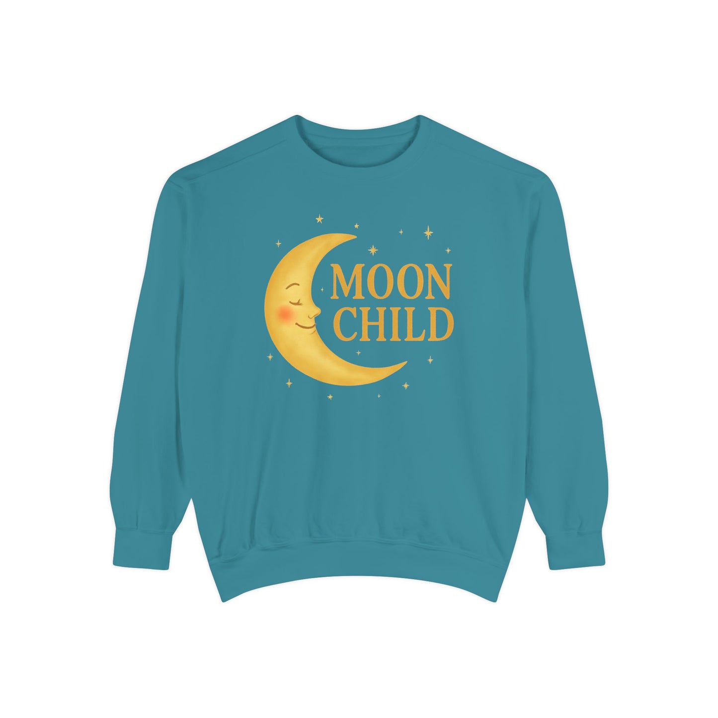 Moon Child Unisex Crewneck – Vibrant Celestial Comfort Colors Midweight Sweatshirt