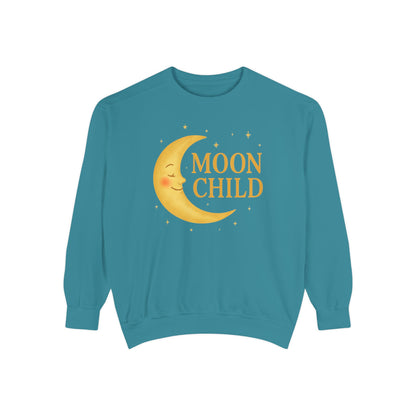 Moon Child Unisex Crewneck – Vibrant Celestial Comfort Colors Midweight Sweatshirt