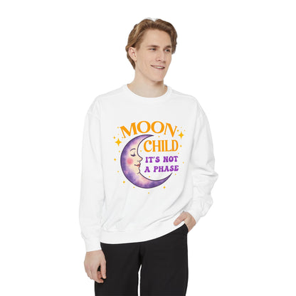Moon Child It's Not a Phase Unisex Crewneck – Colorful Celestial Comfort Colors Midweight Sweatshirt